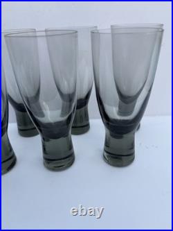 6 MCM Holmegaard Denmark Canada Smoke Water Goblets Per Lutken Cocktail Glasses