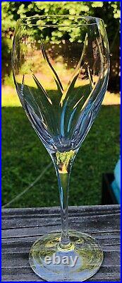 6 Mikasa Crystal Agena Water Wine Goblet Vertical Swirl Lines Disc MCM Stemware