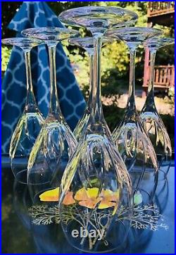 6 Mikasa Crystal Agena Water Wine Goblet Vertical Swirl Lines Disc MCM Stemware