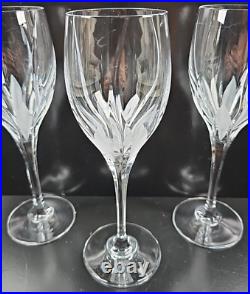 (6) Mikasa Flame D'Amore Water Goblets Set Crystal Clear Cut Etched Stemware Lot