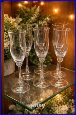 (6) Vintage Mikasa Ardmore Crystal Champagne Flutes, 1982-1993 Now Discontinued