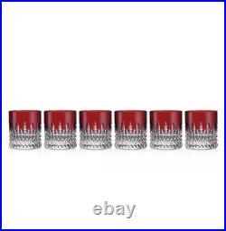 6 Waterford Crystal New Years Celebration Tumbler Set Red Lismore Diamond In Box