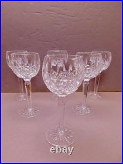 6 Waterford Lismore Wine Glasses Hocks 7 3/8 Tall Cut Crystal #2
