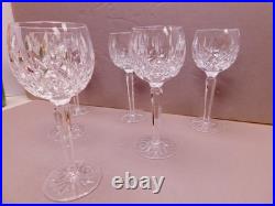 6 Waterford Lismore Wine Glasses Hocks 7 3/8 Tall Cut Crystal #2