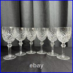 6 Waterford Powerscourt Crystal Goblets Vintage Wine Water Glasses Stemware Set