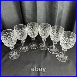 6 Waterford Powerscourt Crystal Goblets Vintage Wine Water Glasses Stemware Set