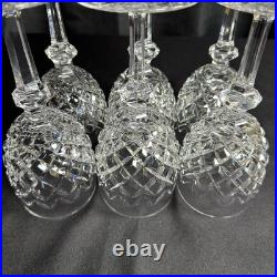 6 Waterford Powerscourt Crystal Goblets Vintage Wine Water Glasses Stemware Set
