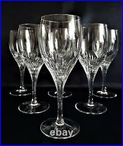6 pcs France Art Crystal White Wine Goblets, New, Chartres Designe