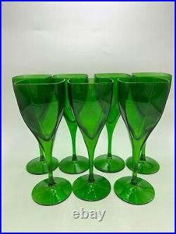 7 EMERALD GREEN MIKASA CRYSTAL PANACHE SQUARE Water/WINE GLASS 8 7/8