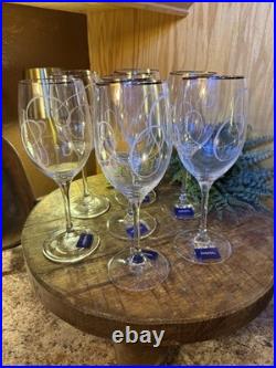 (7) Mikasa LOVE STORY PLATINUM Stemmed Etched Wine Glasses 11.75 oz Slovakia
