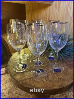 (7) Mikasa LOVE STORY PLATINUM Stemmed Etched Wine Glasses 11.75 oz Slovakia