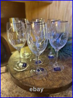 (7) Mikasa LOVE STORY PLATINUM Stemmed Etched Wine Glasses 11.75 oz Slovakia