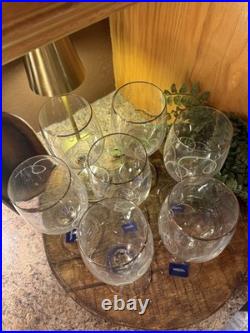 (7) Mikasa LOVE STORY PLATINUM Stemmed Etched Wine Glasses 11.75 oz Slovakia