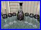 7 Pc Cut Crystal Nachtmann Traube Amethyst Decanter & 6 Cordial Glass Set