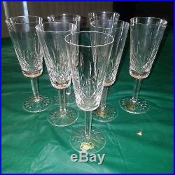 7 Waterford Lismore Champagne Flute Set Crystal Glasses