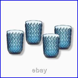 $76 Godinger Alba Blue Double Old-Fashioneds Tumblers Drinking Glass Set of 4