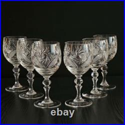 8.5 oz Set of 6 Handmade Vintage Crystal Wine Glasses on a Stem 8.5 oz Set of 6 Handmade Vintage Crystal Wine Glasses on a Stem