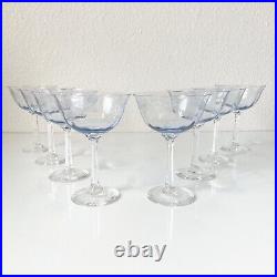 8 Lenox Sky Blossoms Blue Champagne Glasses Floral Etched Toasting Wedding 80s