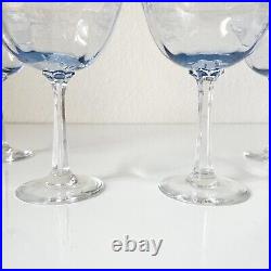 8 Lenox Sky Blossoms Blue Champagne Glasses Floral Etched Toasting Wedding 80s