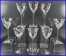 8 Mikasa Charisma Wine Glasses Set Vintage Frosted Floral Cut Retro Stemware Lot