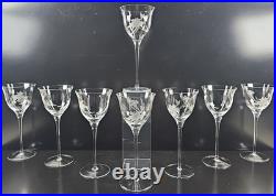 8 Mikasa Charisma Wine Glasses Set Vintage Frosted Floral Cut Retro Stemware Lot
