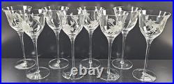 8 Mikasa Charisma Wine Glasses Set Vintage Frosted Floral Cut Retro Stemware Lot