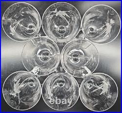 8 Mikasa Charisma Wine Glasses Set Vintage Frosted Floral Cut Retro Stemware Lot