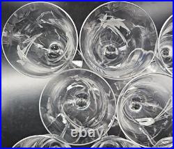 8 Mikasa Charisma Wine Glasses Set Vintage Frosted Floral Cut Retro Stemware Lot