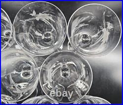 8 Mikasa Charisma Wine Glasses Set Vintage Frosted Floral Cut Retro Stemware Lot