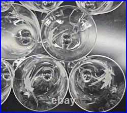 8 Mikasa Charisma Wine Glasses Set Vintage Frosted Floral Cut Retro Stemware Lot
