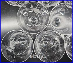 8 Mikasa Charisma Wine Glasses Set Vintage Frosted Floral Cut Retro Stemware Lot