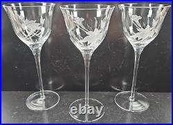 8 Mikasa Charisma Wine Glasses Set Vintage Frosted Floral Cut Retro Stemware Lot