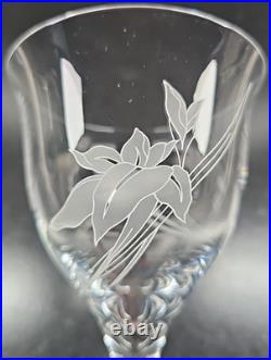 8 Mikasa Charisma Wine Glasses Set Vintage Frosted Floral Cut Retro Stemware Lot
