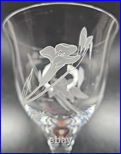 8 Mikasa Charisma Wine Glasses Set Vintage Frosted Floral Cut Retro Stemware Lot