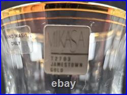 8 Mikasa Jamestown Gold Double Old Fashioned Set Elegant Clear Optic Tumbler Lot