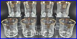 8 Mikasa Jamestown Gold Double Old Fashioned Set Elegant Clear Optic Tumbler Lot