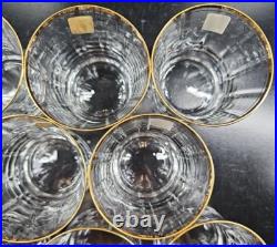 8 Mikasa Jamestown Gold Double Old Fashioned Set Elegant Clear Optic Tumbler Lot