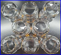 8 Mikasa Jamestown Gold Double Old Fashioned Set Elegant Clear Optic Tumbler Lot