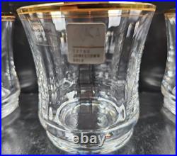 8 Mikasa Jamestown Gold Double Old Fashioned Set Elegant Clear Optic Tumbler Lot