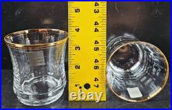 8 Mikasa Jamestown Gold Double Old Fashioned Set Elegant Clear Optic Tumbler Lot