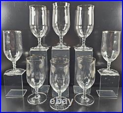 (8) Mikasa Sonata Gold Iced Tea Glasses Set Vintage Crystal Optical Stemware Lot