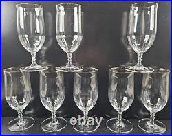 (8) Mikasa Sonata Gold Iced Tea Glasses Set Vintage Crystal Optical Stemware Lot