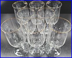 (8) Mikasa Sonata Gold Iced Tea Glasses Set Vintage Crystal Optical Stemware Lot