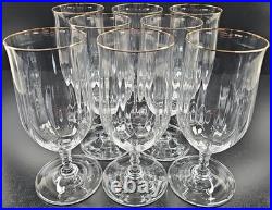 (8) Mikasa Sonata Gold Iced Tea Glasses Set Vintage Crystal Optical Stemware Lot