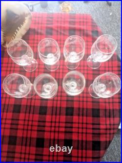 8 Set Bohemia Crystal Etched Wine Glasses Cascade Faceted Claudia Ball Stem