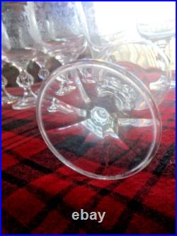 8 Set Bohemia Crystal Etched Wine Glasses Cascade Faceted Claudia Ball Stem