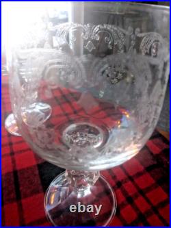 8 Set Bohemia Crystal Etched Wine Glasses Cascade Faceted Claudia Ball Stem