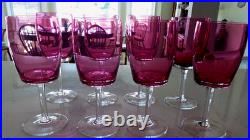 8 Vintage Cranberry Crystal Gorham Rose mist Wine glasses 7