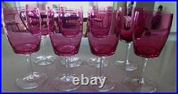 8 Vintage Cranberry Crystal Gorham Rose mist Wine glasses 7
