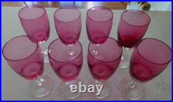 8 Vintage Cranberry Crystal Gorham Rose mist Wine glasses 7 8 Vintage Cranberry Crystal Gorham Rose mist Wine glasses 7